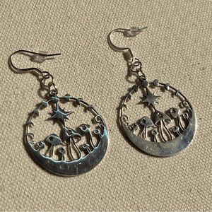 Silver mushrooms earrings